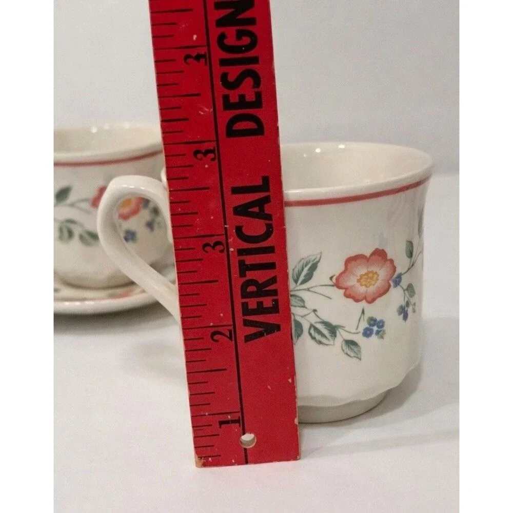 Churchill Briar Rose Set Of 4 Teacup & Saucer Sets . Floral Cottage Core England